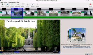 Abbildung 4: Der grüne Balken unterhalb der Bilder zeigt eine Audiodatei an. Wie auch die Bilder verschieben Sie diese per Drag & Drop an die gewünschte Position.