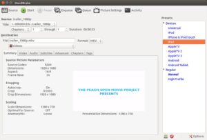 Abbildung 4: HandBrake enthält zahlreiche Voreinstellungen zum Konvertieren von Videos. Unter "Presets" auf der rechten Seite finden Sie auch das iPad und Android-Tablet.