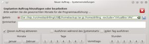 Abbildung 4: Der Aufgabenplaner "kcron" eignet sich gut, um regelmäßig wichtige, sich häufig ändernde Verzeichnisse oder Dateien auf ein externes Medium (z. B. einen USB-Stick) zu sichern, ohne dafür ein Backup-Programm zu installieren.