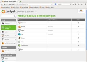 Abbildung 5: Im Statusmodul legen Sie per Mausklick fest, welchen Dienst Sie aktivieren möchten.