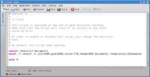 Abbildung 6: Zwei zusätzliche Zeilen in der Datei "/etc/rc.local" sorgen unter Ubuntu dafür, dass Sie künftig auf die Windows-Freigaben zugreifen können.