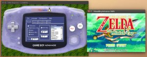 Abbildung 7: VBA Express ist ein grafisches Frontend für Visual Boy Advance. Über das Hauptfenster (links) konfigurieren Sie den Emulator und öffnen die Spiele, die in einem Extrafenster (rechts) laufen.