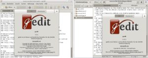 Abbildung 7: Der Gnome-Texteditor GEdit sieht in der neuen Version 3.12 (rechts) deutlich schlanker aus, aber viele Anwender vermissen die Menü- und Symbolleisten aus Version 3.4 (links).