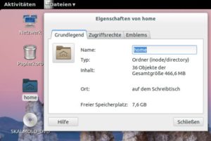Abbildung 9: Über das Gnome-Tweak-Tool fügen Sie die Symbole zur Arbeitsfläche hinzu. Um den Namen zu ändern, bearbeiten Sie die "Eigenschaften" aus dem Kontextmenü der rechten Maustaste.