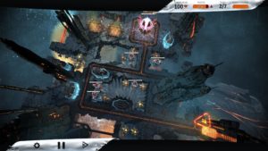 Wie in jedem anderen Tower-Defense-Spiel platziert man zunächst die Geschütztürme (mit den weißen Balken) …