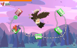 Die Blöcke mit den Pfeilen darf man nur in der gezeigten Richtung durchtrennen. Den Adler sollte man gleichzeitig verschonen.