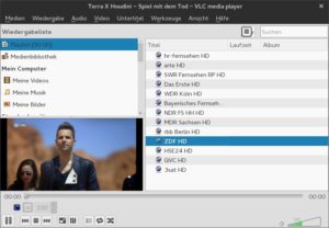 Abbildung 2: Über die Senderliste des VLC-Players wählen Sie das Fernsehprogramm aus.