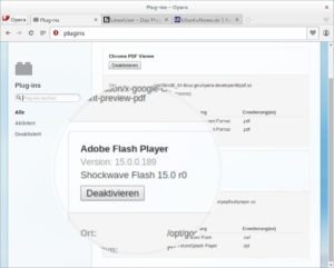Abbildung 2: Die Developer-Version des Opera-Browsers unterstützt das Pepper-Flash-Plugin.