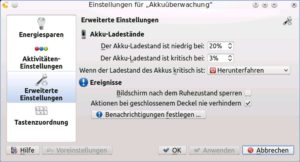 Abbildung 3: Unter KDE stellen Sie die Entladeschwellen in der Akkuüberwachung ein.