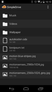 Abbildung 3: Für den Zugriff von Android-Handys und -Tablets gibt es eine Simpledrive-App.