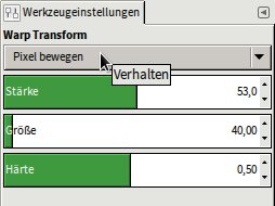 Abb. 7: Die Parameter für die Warp-Transformation stellen Sie unter Verhalten ein.