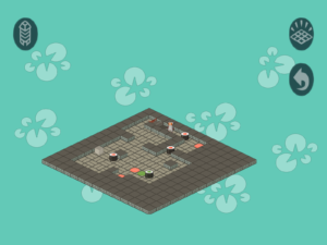 Hier müssen die die grünen Sushi-Rollen auf die grünen Felder, die roten Exemplare hingegen auf die roten Felder.