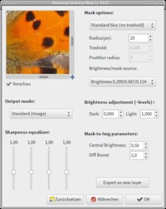 Abbildung 2: Advanced Unsharp Mask erlaubt mit einem Synthesizer und erweiterten Einstellungen ein genaueres Steuern und bessere Ergebnisse als die Standard-USM.