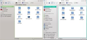 Abbildung 4: Als markanteste Änderungen am Dateimanager Dolphin (rechts die neue Version) fallen der direkte Zugriff auf den Verlauf kürzlich aufgerufener Dokumente und die Suchmöglichkeiten nach Dateitypen ins Auge.