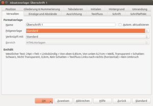 Abbildung 4: In der Verwaltung der Absatzvorlage eines Überschriftenformats lässt sich das Folgeformat vorgeben.