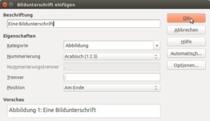 Abbildung 7: Für neue Bilder tragen Sie eine Bildunterschrift ein und wählen die Kategorie. Writer kümmert sich dann um den Rest.