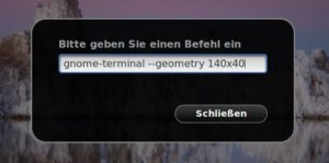 Abbildung 1: Mit einem Aufrufparameter bestimmen Sie vor dem Start die Abmessungen des neuen Terminalfensters.