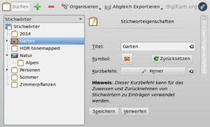 Abbildung 11: Im neu hinzugekommenen Stichwortverwaltungs-Fenster weisen Sie den Stichwörtern Icons oder Tastaturshortcuts zum schnellen Umschalten zu.