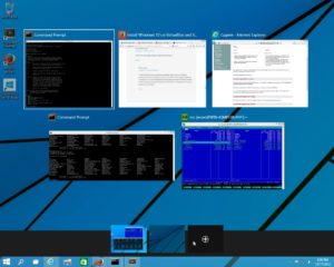 Abbildung 2: Zu viele Fenster geöffnet? Windows 10 kann endlich für Übersicht sorgen, indem es zusätzliche virtuelle Desktops bereit stellt, auf die sich die Fenster verteilen.