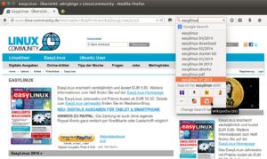 Abbildung 2: Die neue Suchfunktion von Firefox 34 zeigt unter den Vorschlägen alternative Suchmaschinen und andere Webseiten an, die Sie per Mausklick befragen können.