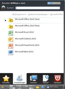 Abbildung 3: Wer Microsoft Office 2010 im KDE-Startmenü sehen möchte, kann das über CrossOver Linux 14 erreichen.
