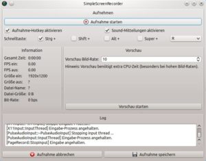 Abbildung 3: Das Hauptfenster von SimpleScreenRecorder nach einer Aufnahme. Wenn Sie mit dem Video fertig sind, legt das Programm Ihnen die Datei einfach an die angegebene Stelle zur weiteren Verarbeitung.
