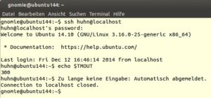 Abbildung 4: Mit der Umgebungsvariable "TMOUT" veranlassen Sie die Bash dazu, Sie nach einer bestimmten Zeitspanne automatisch abzumelden.