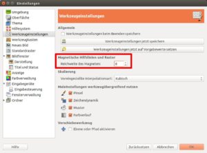 Abbildung 5: In den Programmeinstellungen definieren Sie, wie stark die Anziehungskraft des Magneten für die Hilfslinien ist.