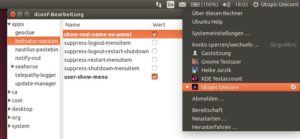 Abbildung 6: Aktivieren Sie die Checkbox "show-real-name-on-panel", um im Panel oben rechts den Namen des angemeldeten Benutzers einzublenden.