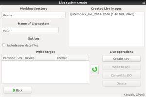 Abbildung 6: Systemback erzeugt auch Live-Systeme mit Ihren eigenen Einstellungen und Programmen.