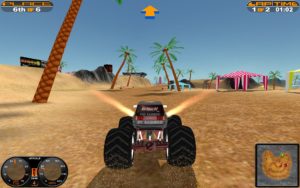Mit aktiviertem Nitrobooster beschleunigt der Monstertruck für ein paar Sekunden in einer extrem hohen Geschwindigkeit.