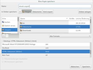 Abbildung 1: Den Export des Manuskripts lassen Sie Libre- oder OpenOffice am besten in einen eigenen Ordner abspeichern.
