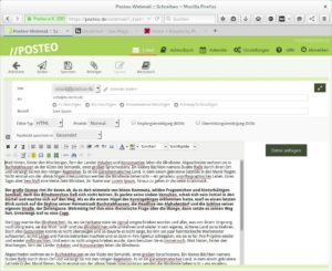 Abbildung 3: Der Webmail-Client von Posteo bietet die wichtigsten Funktionen, optional gestalten Sie Ihre E-Mails auch im HTML-Format.