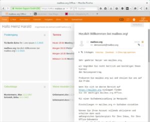 Abbildung 5: Das zentrale Portal von Mailbox.org informiert Sie über anstehende Termine, die zuletzt bearbeiteten Dokumente und die neusten Mails im Posteingang.