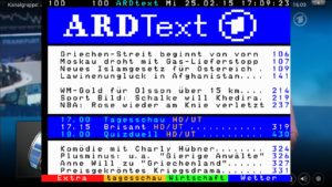 Abbildung 12: Der PVR IPTV Simple Client zeigt nicht nur das Fernsehbild an, sondern lädt auch den Videotext des aktuellen Senders.