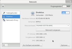 Abbildung 3: Die Konfiguration der WLAN-Karte erledigen Sie in Kali Linux mit wenigen Mausklicks.