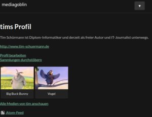 Abbildung 3: Die Profilseite eines neuen Nutzers zeigt Informationen über den Nutzer sowie die von ihm hochgeladenen Bilder an.