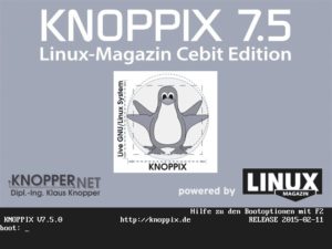 Abbildung 1: Der Bootmanager der Knoppix-DVD lässt Sie wählen, mit welcher grafischen Oberfläche das System startet. Voreingestellt ist LXDE.