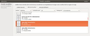 Abbildung 1: Im Glabels-Assistent suchen Sie zunächst eine Vorlage aus. Filtern Sie die lange Liste über die drei Menüs, um schnell ein passendes Template für Ihre Visitenkarten zu finden.