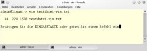Abbildung 1: Sie können aus dem Vim heraus Shell-Kommandos ausführen, ohne den Editor zu verlassen oder zu unterbrechen (hier "wc").
