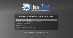 Abbildung 1: Das Linux-Mint-Bootmenü erreichen Sie, wenn Sie beim Booten eine beliebige Taste drücken.