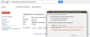 Abbildung 1: Datensätze aus Google Books laden Sie bei Bedarf als BibTeX-Datei herunter und fügen diese in die eigene Literaturdatenbank ein.