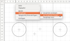 Abbildung 1: Das Kontextmenü des Arbeitsbereichs bietet einen bequemen Zugriff auf die Positionswerkzeuge von Draw. Hier können Sie das "Raster" und die Fangwerkzeuge bequem ein- und ausblenden.