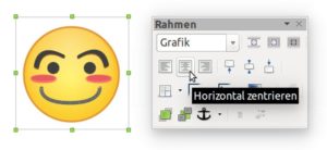 Abbildung 10: Grafiken können Sie mit Hilfe der Symbolleiste "Rahmen" bequem rechts- oder linksbündig sowie horizontal zentriert ausrichten.