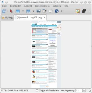 Abbildung 2: Von Shutter aufgenommene Webseiten-Screenshots beschränken sich nicht auf den im Browser sichtbaren Bereich, sondern erfassen die komplette Seite.