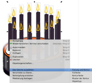 Abbildung 2: Eine per Rechtsklick schnell erreichbare Suchfunktion wählt gleich gefärbte Objekte, denen Sie dann zügig neue Attribute zuweisen können.