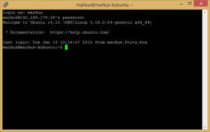 Abbildung 2: Geschafft: Nach der Anmeldung über die Secure Shell nutzen Sie Ihren Linux-PC auf der Kommandozeile.
