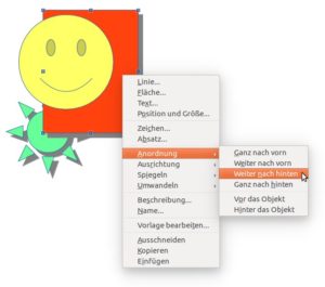 Abbildung 2: Über "Ändern / Anordnung" schieben Sie Objekte in die richtige Reihenfolge des Stapels.