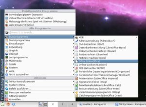 Abbildung 2: Der Trinity Desktop besitzt ein klassisches hierarchisches Startmenü.