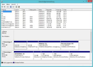 Abbildung 2: Die Datenträgerverwaltung von Windows kennt nur eigene Partitionstypen.